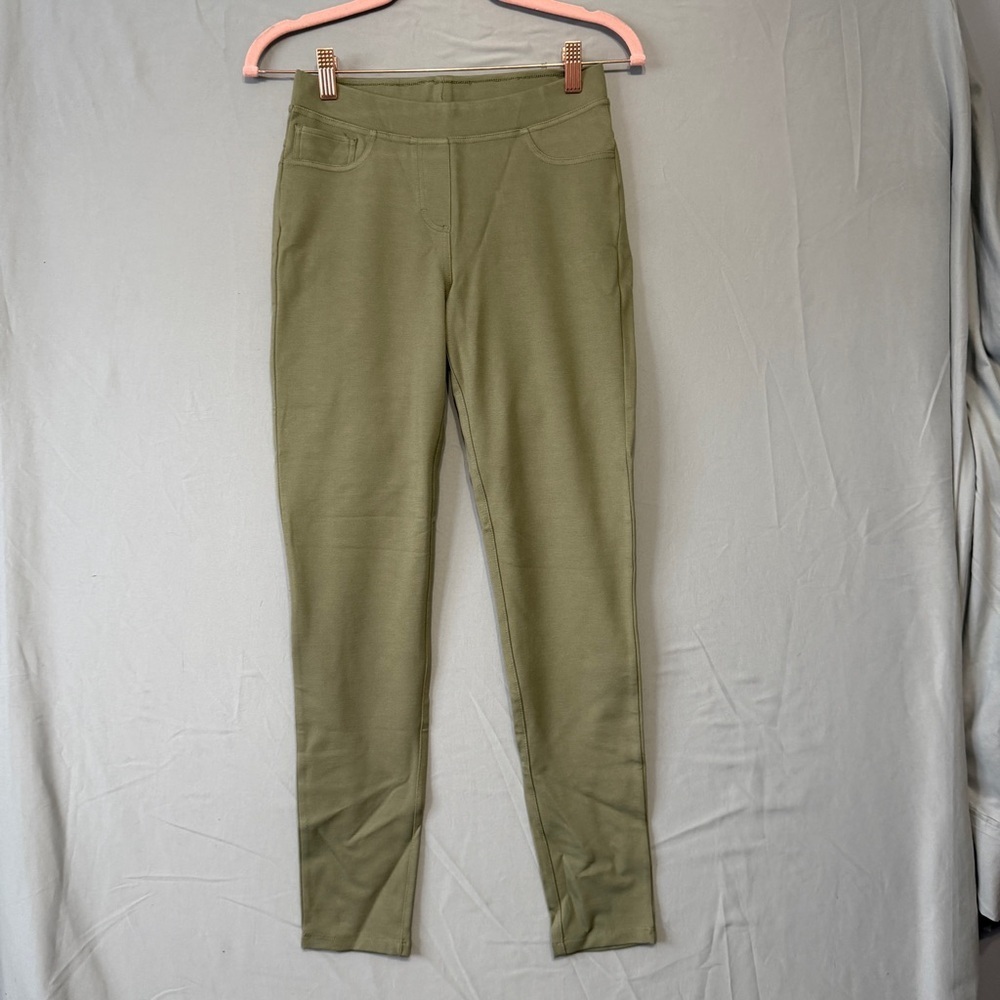 Basic by Yest Womens Mid Rise Skinny Jeggings Size 4 Sage Green Neutral Casual